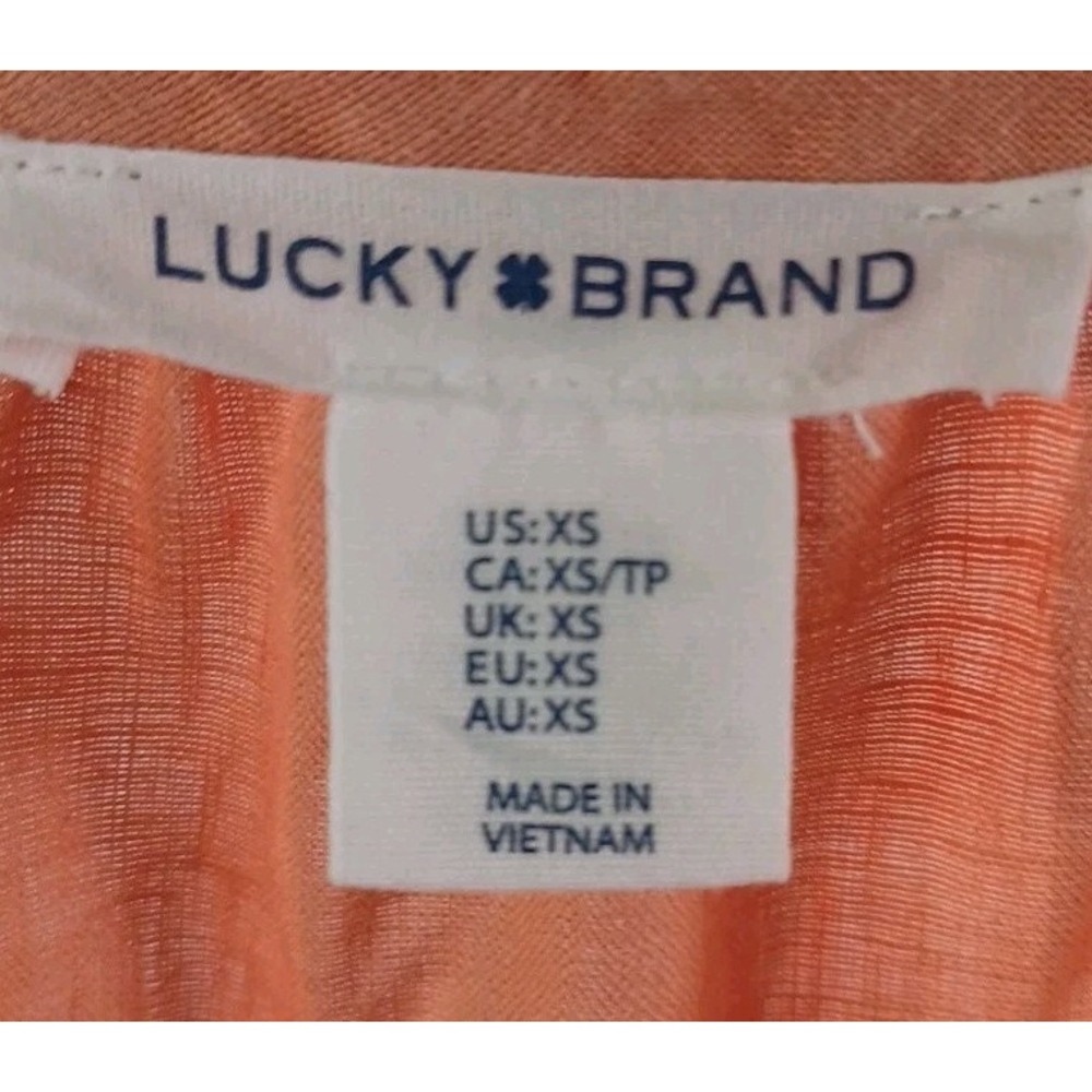 Lucky Brand Womens XS Orange Boho Sleeveless V Neck Tiered Sundress‎ Size XS - Picture 2 of 11